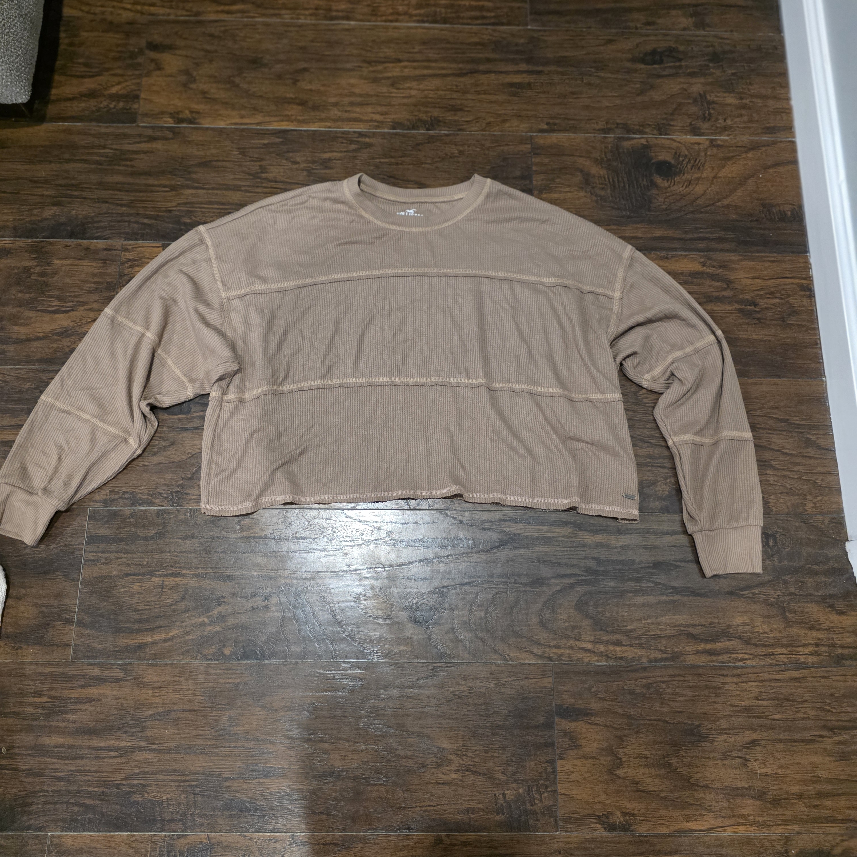 Hollister Tan Waffle Crop Top